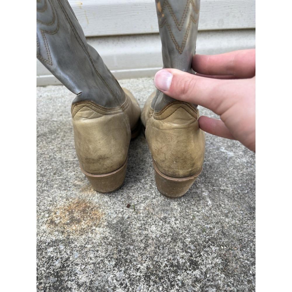 Vtg Texas Two Tone Gray 8 EE Men's Western Boots Cowboy - Picture 8 of 12